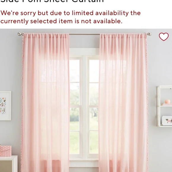 PB Teen Pom fringe quartz pink sheer panels, qty 2 - Picture 4 of 4